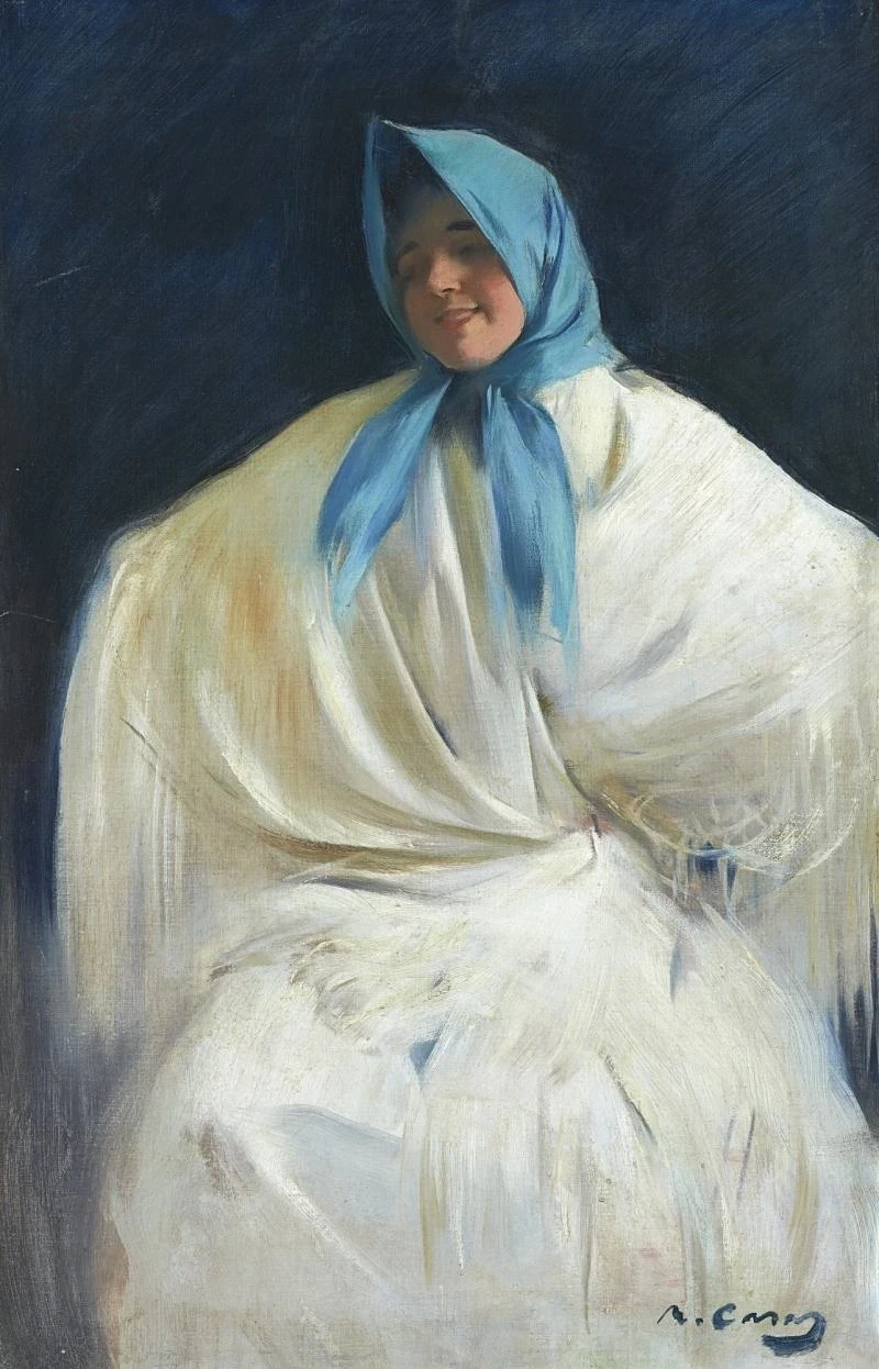 Ramon Casas - Ragazza con foulard blu